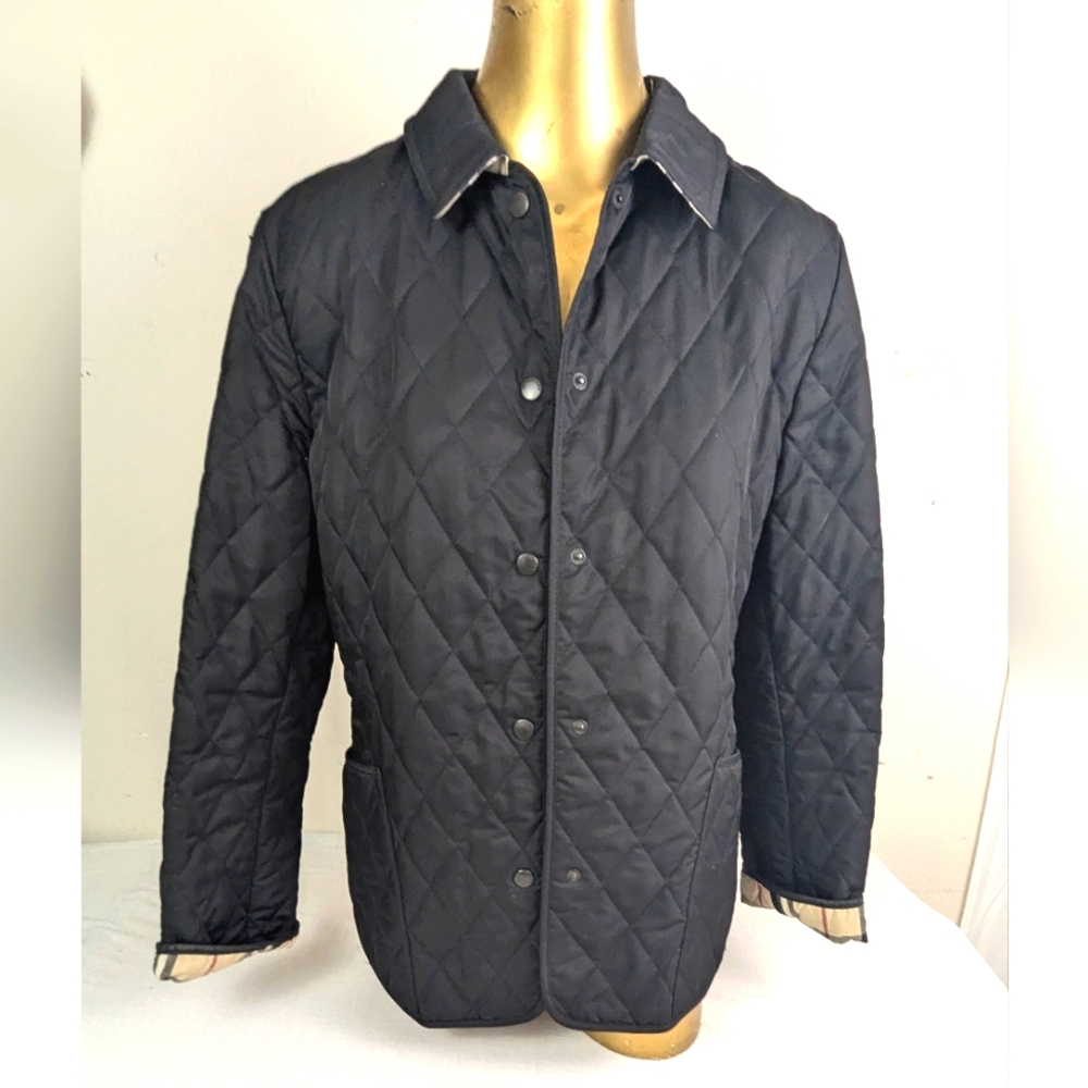 Burberry Black Quilt Jacket with Nova Check Lining Large